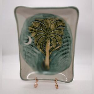 Studio Art Pottery Palmetto Tree Crescent Moon Dish